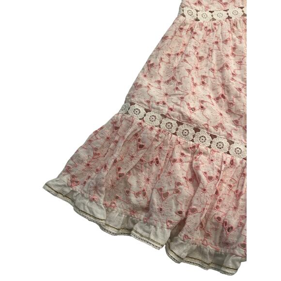 M1-10 SUNDAY ST. STROPEZ Women's Halter Mini Dress Lace Pink/White Size S - Picture 4 of 6